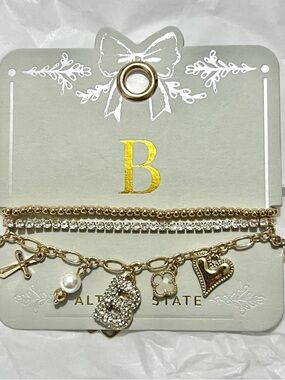 Altar'd State Gold-Tone Multi Charm Bracelet Set with Rhinestones